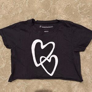 Prince Peter Collection Black Crop Top with White Heart Design